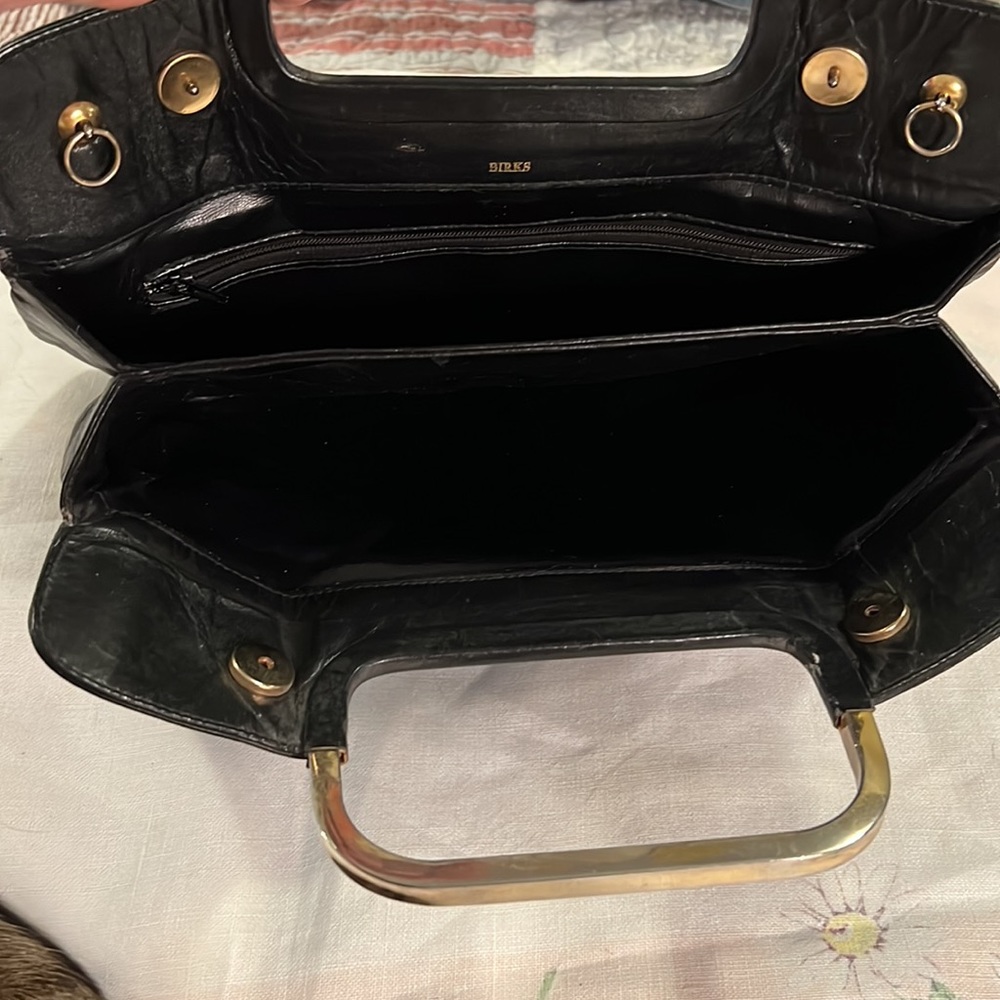 Vintage Birks black leather with chrome handles satchel - Picture 6 of 7